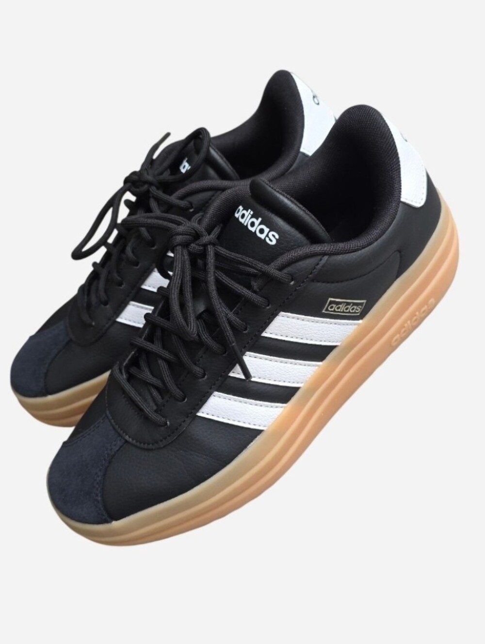 adidas VL Court Bold Platform Sneakers Black Leather And Suede Womens 8 - Picture 3 of 9